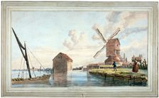 Riverbank view of Wandsworth, London, c1798. Artist: John William Edy
