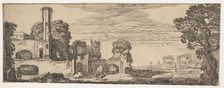Riverscape with Ruins of a Castle (from Landscapes and Ruins), ca. 1615. Creator: Jan van de Velde II