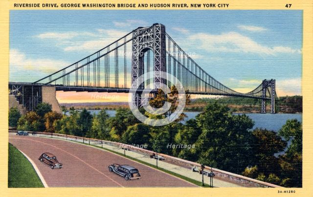 Riverside Drive and the George Washington Bridge, New York City, New York, USA, 1933. Artist: Unknown
