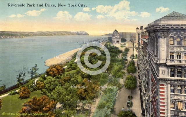 Riverside Park and Drive, New York City, New York, USA, 1916. Artist: Unknown