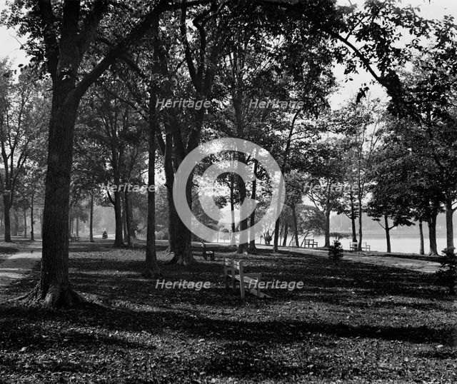 Riverside Park toward city, Neenah, Wis., c1898. Creator: William H. Jackson.