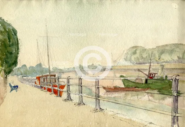 Riverside walk, c1950. Creator: Shirley Markham.