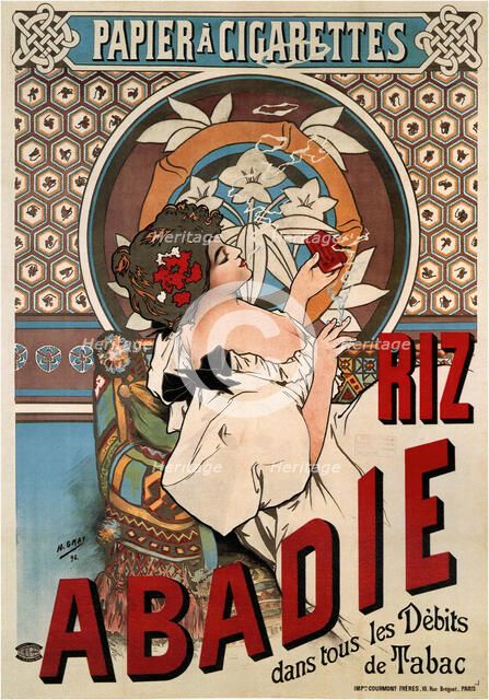 Riz Abadie Cigarette Covers, 1898. Creator: Mucha, Alfons Marie (1860-1939).