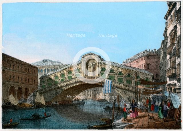 Rialto Bridge, Venice, Italy, 19th century(?).Artist: Kirchmayn