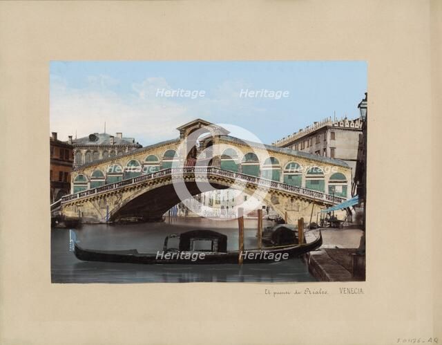 Rialto in Venice, in the foreground a gondola, 1850-1876. Creator: Anon.