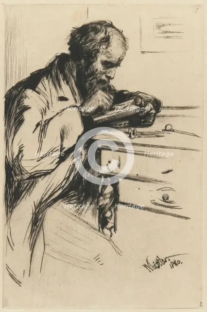 Riault (The Wood Engraver), 1860. Creator: James Abbott McNeill Whistler.