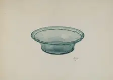 Ribbed Glass Bowl, c. 1940. Creator: Beverly Chichester