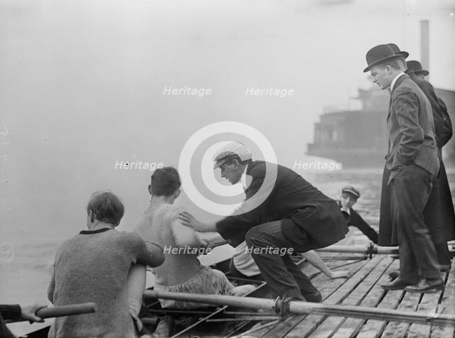 Rice, coach of Columbia Varsity crew team instructing, 1910. Creator: Bain News Service.