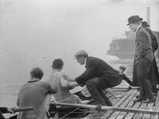 Rice, coach of Columbia Varsity crew team instructing, 1910. Creator: Bain News Service