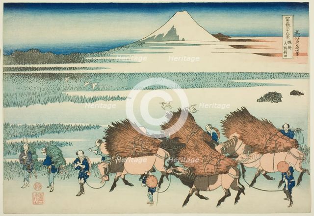 Rice Paddies at Ono in Suruga Province (Sunshu Ono shinden), from the series "Thirty...,c. 1830/33. Creator: Hokusai.