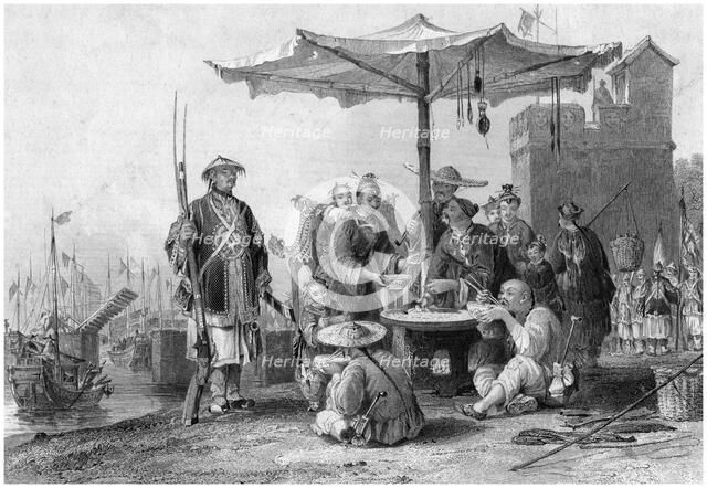 'Rice sellers at the military station of Tong-Chang-foo', China, 19th century.Artist: R Staines