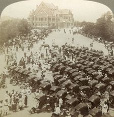 Rickshaws before Christ Church, Simla, India, 26 June 1902.Artist: Underwood & Underwood