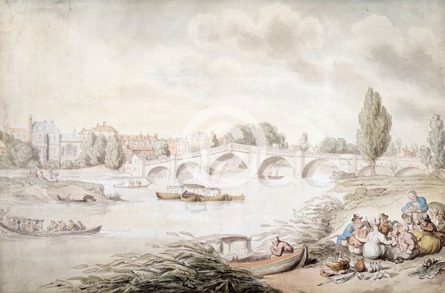 Richmond Bridge, London, (c1780-c1820?). Creator: Thomas Rowlandson.