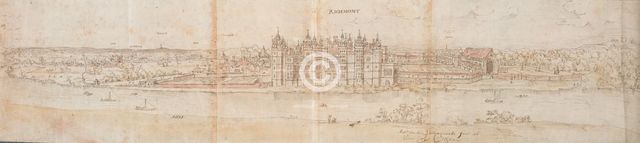 Richmond Palace from across the Thames, 1562. Artist: Anthonis van den Wyngaerde.