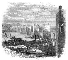 Richmond, Virginia: ruins of the railway bridge, 1865. Creator: Unknown
