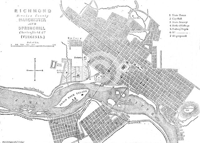 Richmond, Virginia, the capital of the Confederate States of America, 1861. Creator: Theodor Ettling.