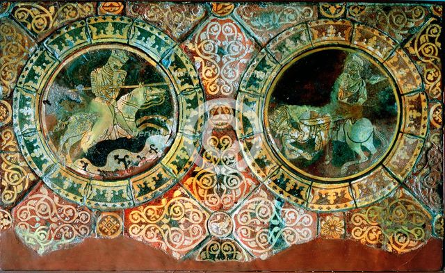 Richard the Lionheart and Saladin in mounted combat, 1191 (13th century). Artist: Unknown