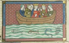 Richard the Lionheart sailing (From "Li rommans de Godefroy de Buillon et de Salehadin"), 1337. Creator: Maître de Fauvel (active 1314-1340)