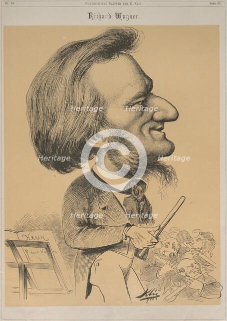 Richard Wagner at the conductor's desk, 1873. Creator: Klic, Karl (1841-1926).