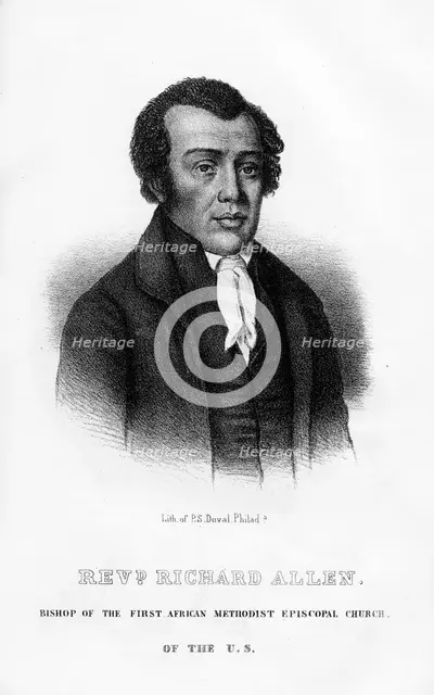 Richard Allen, African American founder of the African Methodist Episcopal Church, (1854). Artist: Unknown