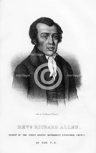 Richard Allen, African American founder of the African Methodist Episcopal Church, (1854). Artist: Unknown