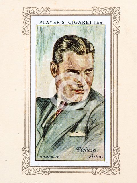 Richard Arlen Collectables Picture of movie stars that came with the Players cigarette packet, 1934. Creator: Unknown.