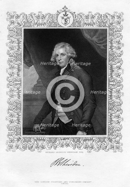 Richard Brinsley Sheridan (1751-1816), Irish playwright and Whig statesman, 19th century.Artist: R Hicks
