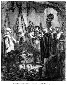 Richard causing the gold and jewels to be weighed in his presence