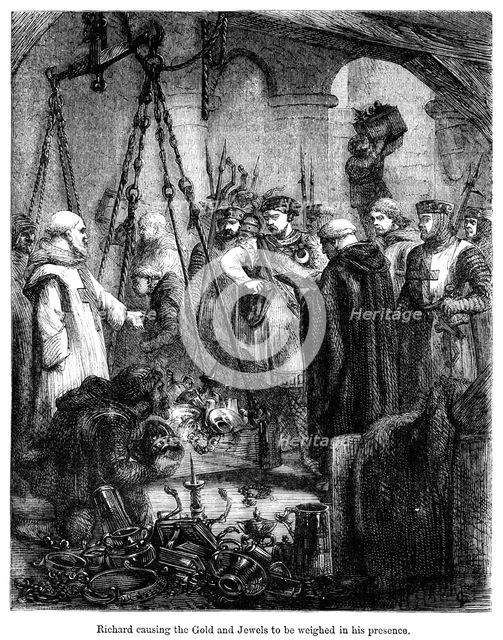 'Richard causing the gold and jewels to be weighed in his presence'. Artist: Unknown