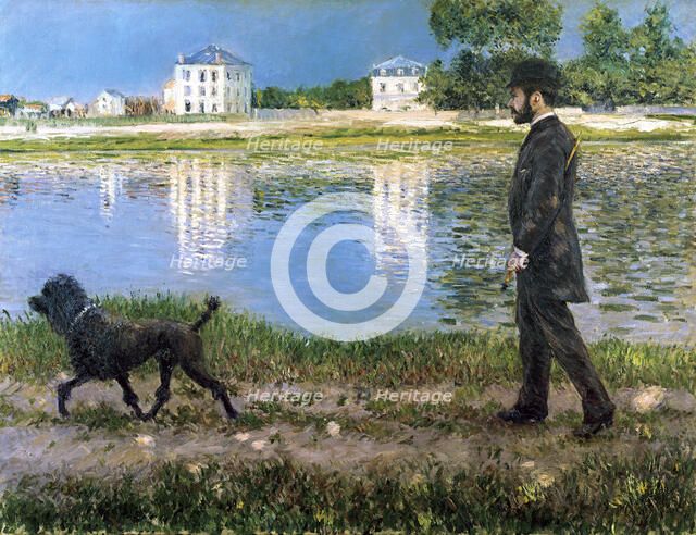 'Richard Gallo and His Dog at Petit Gennevilliers', c1883-1884.  Artist: Gustave Caillebotte