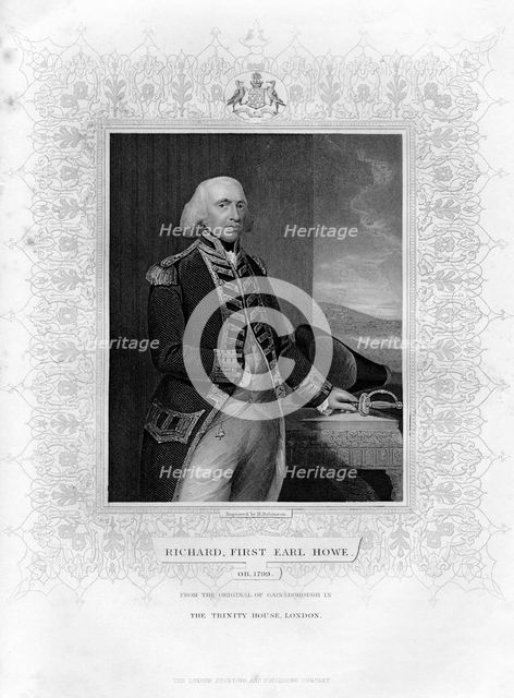 Richard Howe (1726-1799), 1st Earl Howe, English admiral, 19th century.Artist: H Robinson