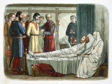 Richard I of England pardons the archer who shot him, 1199 (1864). Creator: James William Edmund Doyle