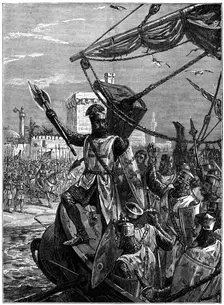 Richard I, Coeur de Lion landing at Jaffa (Joppa), September 1191, (c1880). Artist: William Heysham Overend