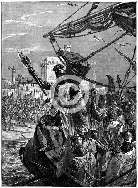 Richard I, Coeur de Lion landing at Jaffa (Joppa), September 1191, (c1880).  Artist: William Heysham Overend