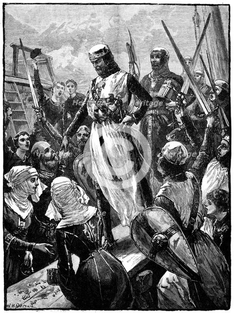 Richard I, Coeur de Lion landing at Sandwich, 14 March 1194, (c1880). Artist: William Heysham Overend