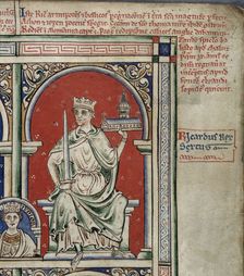 Richard I the Lionheart (From the Historia Anglorum, Chronica majora). Artist: Paris, Matthew (c. 1200-1259)