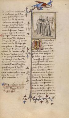 Richard I with Two Barons and his Mother; Chronique de Normandie, about 1400-1415. Creator: Unknown