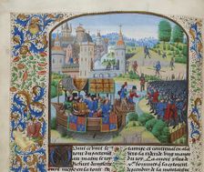 Richard II meets the rebels on 14 June 1381, ca 1470-1475. Creator: Liédet, Loyset (1420-1479)