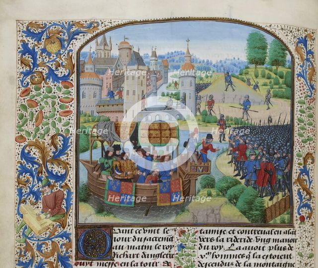 Richard II meets the rebels on 14 June 1381, ca 1470-1475. Creator: Liédet, Loyset (1420-1479).