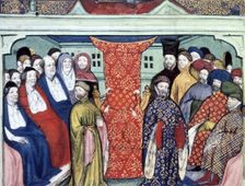 Richard II's empty throne, Westminster Hall, London, 30 September 1399, (c1400). Creator: Unknown