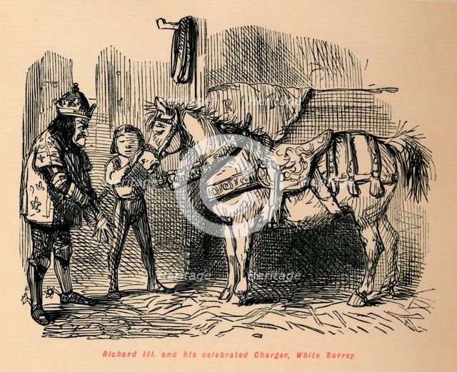 'Richard III. and his celebrated Charger, White Surrey', . Artist: John Leech.