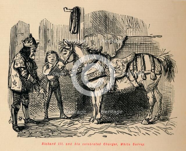 'Richard III. and his celebrated Charger, White Surrey', . Artist: John Leech.