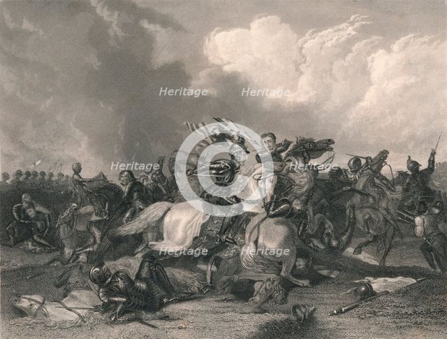 'Richard III. and the Earl of Richmond at the Battle of Bosworth', 1485, (mid 19th century).  Creator: J Rogers.