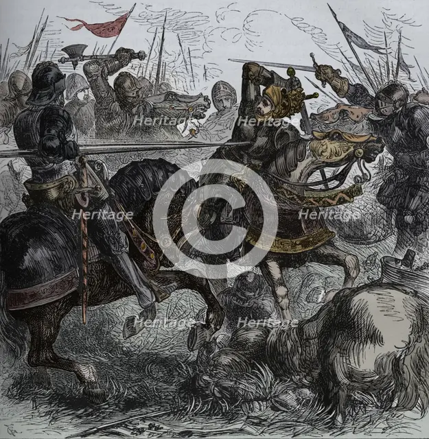 'Richard III at Bosworth', 22 August 1485, (c1880). Artist: Unknown.