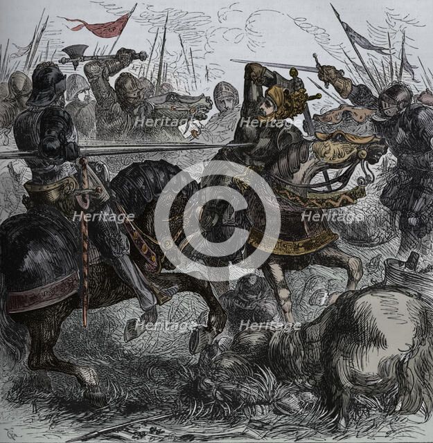 'Richard III at Bosworth', 22 August 1485, (c1880). Artist: Unknown.