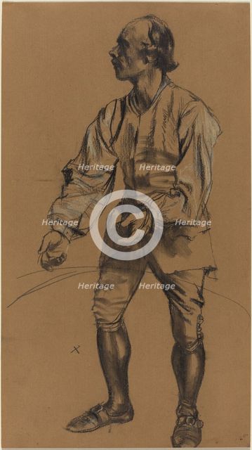 Richard Menzel Posing in Eighteenth-Century Costume, 1854. Creator: Adolph Menzel.