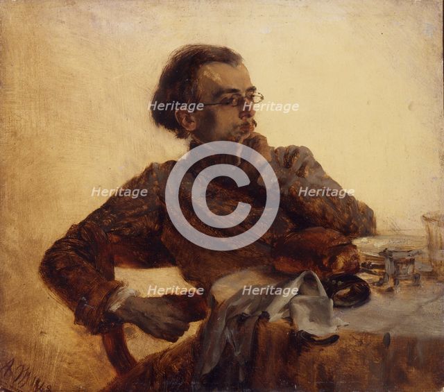 Richard Menzel, painter's brother at breakfast, 1848.