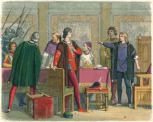 Richard orders the arrest of Hastings 1864. Artist: James William Edmund Doyle