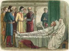 Richard pardons the archer who shot him 1199 (1864). Artist: James William Edmund Doyle