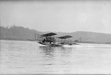 Richardson Tandem Biplane Hydroplane Taking Off On Potomac, April, 1916. Creator: Harris & Ewing